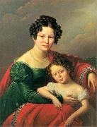unknown artist Portrait of young woman with her child- Countess of Dyhrn with her child china oil painting artist